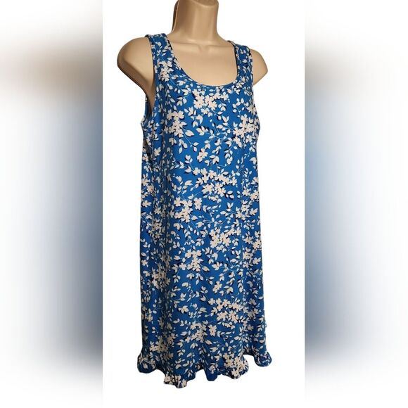 Draper James Nightgown Pajamas Ruffle Nightie Blue Floral White Dress Short S M - Picture 4 of 13